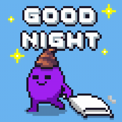 Purple Monster Holding Good Night Pillow GIF