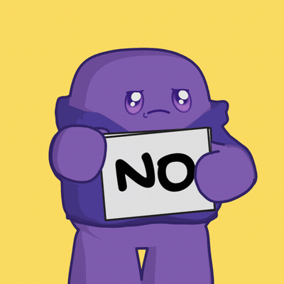Purple Monster Holding Sign Saying No GIF