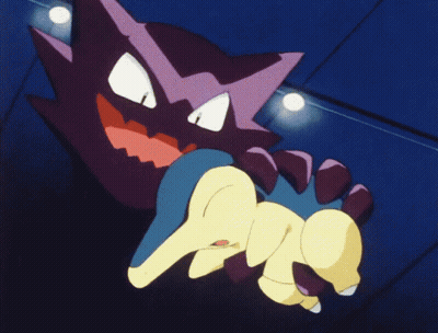 Purple Monster Holding Yellow Pokemon GIF