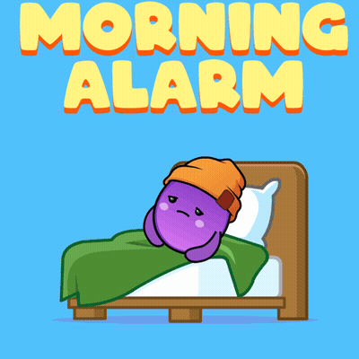 Purple Monster In Bed With Morning Alarm GIF