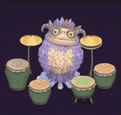 Purple Monster Playing Drums GIF