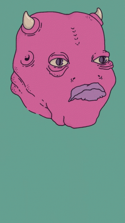 Purple Monster With Horns And Tongue Out GIF
