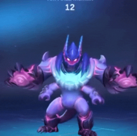 Purple Monster With Horns On Blue Background Number 9 GIF