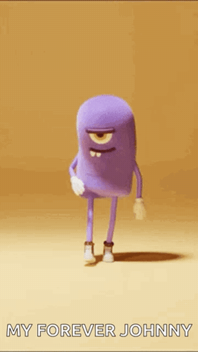 Purple Monster With Three Eyes Dancing Happy Monday My Forever Johnny GIF
