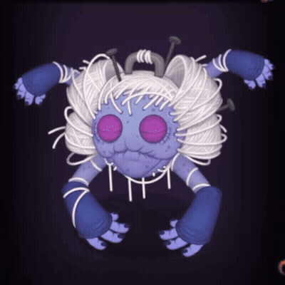 Purple Monster With Yarn Hair GIF