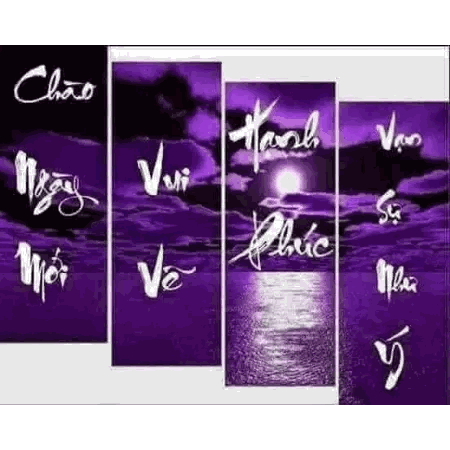 Purple Moon Over Water Painting Sticker