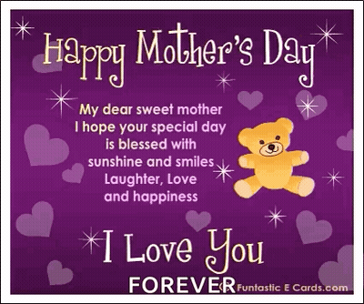 Purple Mother's Day Card With Teddy Bear GIF