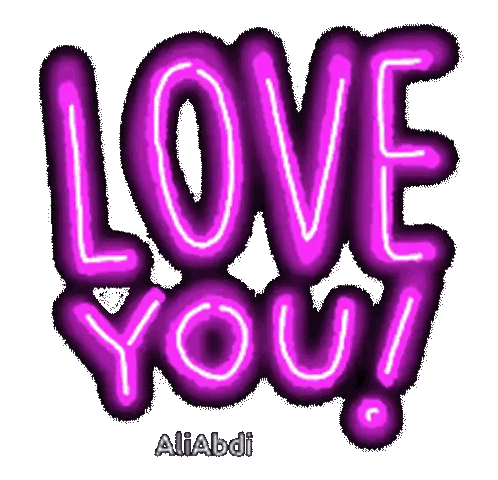 Purple Neon Love You Sign Sticker