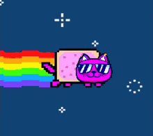 Purple Nyan Cat With Glasses GIF