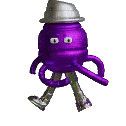 Purple Octopus Wearing Silver Hat And Shoes Sticker