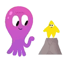 Purple Octopus With Star Sticker