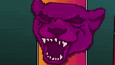 Purple Panther Pixel Art Mouth Open GIF