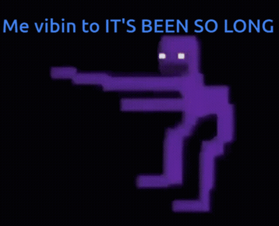 Purple Pixel Figure Holding Gun Me Vibin To Its Been So Long GIF