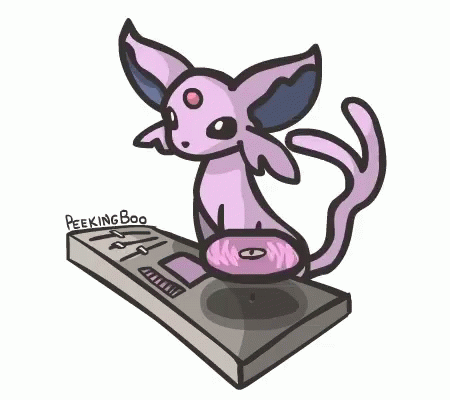 Purple Pokémon Sitting On Turntable Peeking Boo GIF