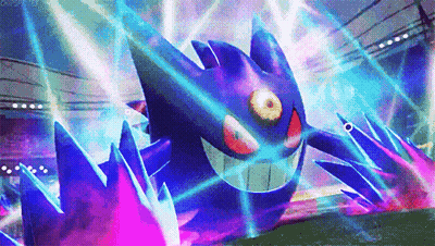 Purple Pokemon With Red Eyes Surrounded By Lights GIF