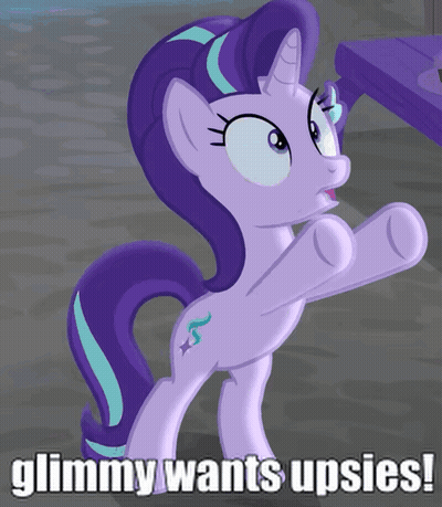 Purple Pony Saying Glimmy Wants Upsies GIF