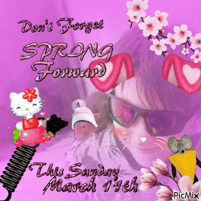 Purple Poster Saying Don't Forget Spring Forward GIF