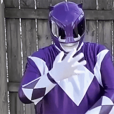 Purple Power Ranger By Wooden Fence GIF
