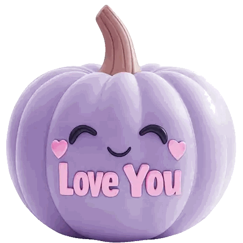 Purple Pumpkin With Hearts And Love You Sticker