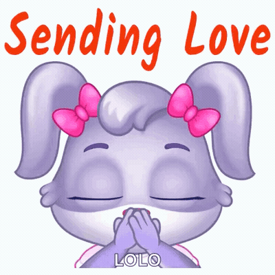 Purple Rabbit Covering Mouth Sending Love GIF