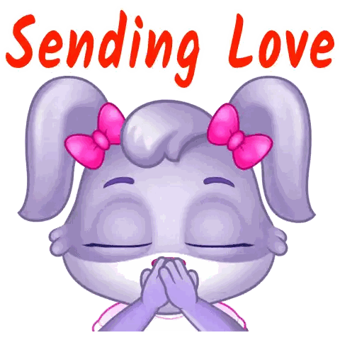 Purple Rabbit Covering Mouth Sending Love Sticker