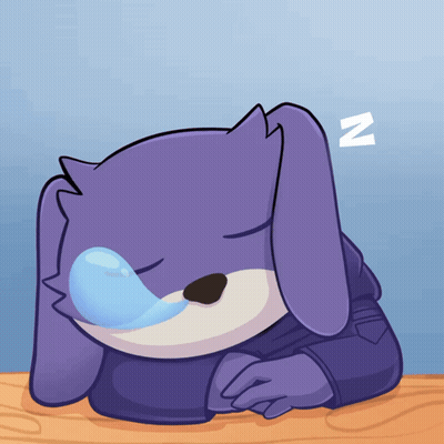 Purple Rabbit Sleeping With Letter N GIF