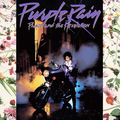 Purple Rain Prince And The Revolution Album Cover Showing A Man Riding A Motorcycle GIF