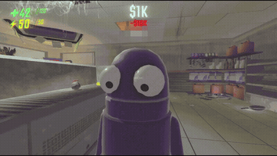 Purple Robot On Computer Screen With 1K Sign GIF