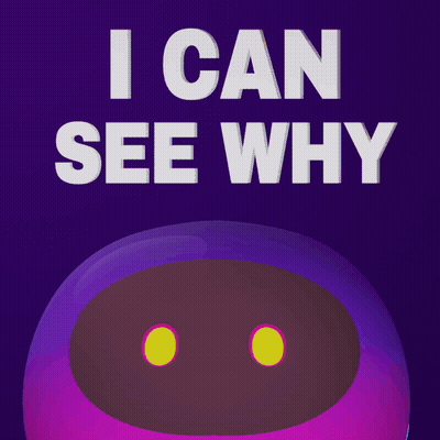 Purple Robot Saying I Can See Why GIF