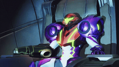 Purple Robot Sitting In Chair With Gun GIF