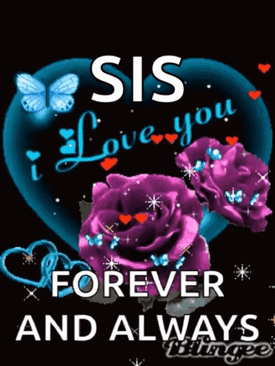 Purple Roses And Butterflies Heart Sis Forever And Always GIF