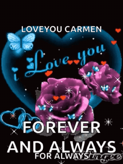 Purple Roses Butterflies Heart I Love You Forever And Always GIF