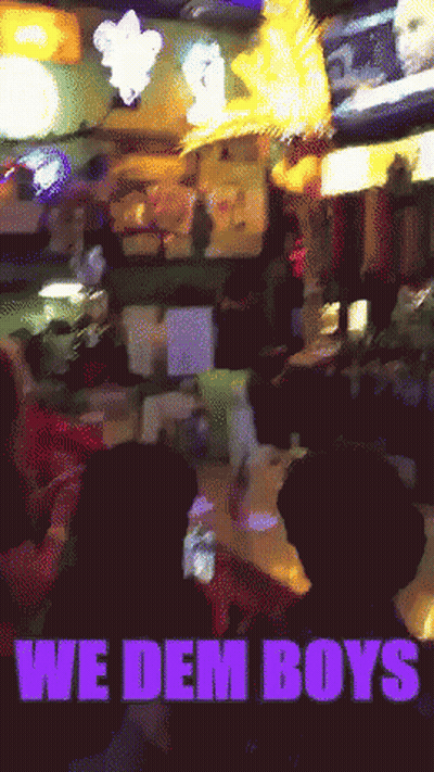 Purple Sign Saying We Dem Boys GIF