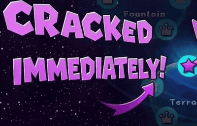 Purple Sign That Says Cracked With Arrow Pointing Up GIF