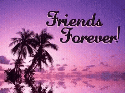 Purple Sky Palm Trees Friends Forever
