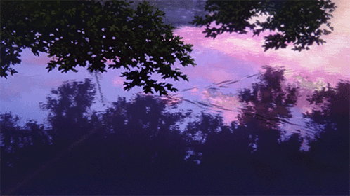 Purple Sky With Trees And Wires GIF