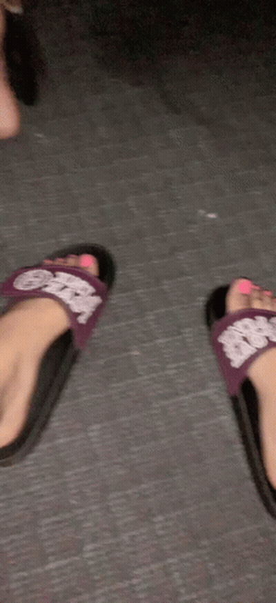 Purple Slides With Pink Toes GIF