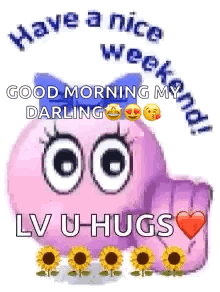 Purple Smiley Saying Have A Nice Weekend GIF