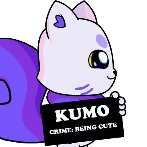 Purple Squirrel Holding Kumo Crime Sign Sticker