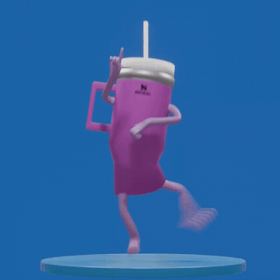 Purple Stanley Cup With Arms And Legs Dancing GIF