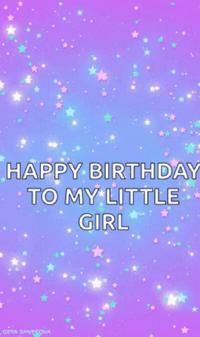 Purple Stars Happy Birthday To My Little Girl GIF