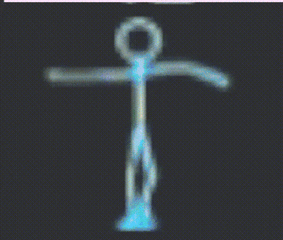 Purple Stick Figure Standing On Black Background GIF