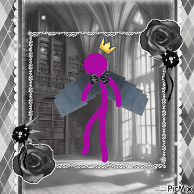 Purple Stick Figure With Wings And Crown GIF