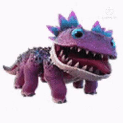 Purple Stuffed Animal Sharp Teeth Long Tongue GIF