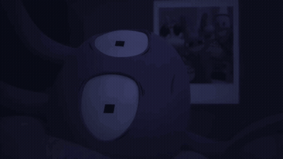Purple Stuffed Animal With Square In Eyes GIF