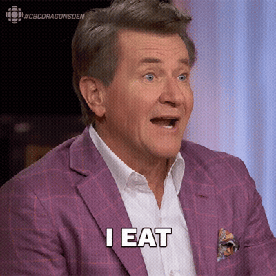 Purple Suit Man With White Shirt Saying I Eat GIF