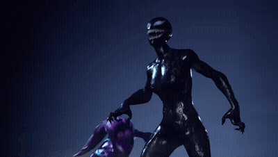 Purple Superhero And Black Superhero Standing Together GIF