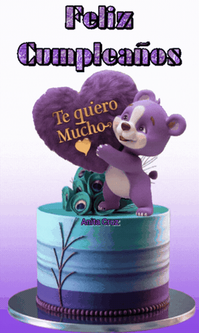 Purple Teddy Bear Holding Heart Te Quiero Mucho GIF