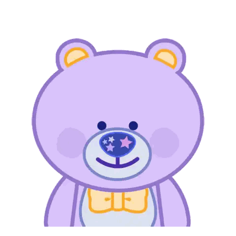 Purple Teddy Waving Paw Sticker