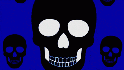 Purple Teeth Skull Surrounded By Others GIF
